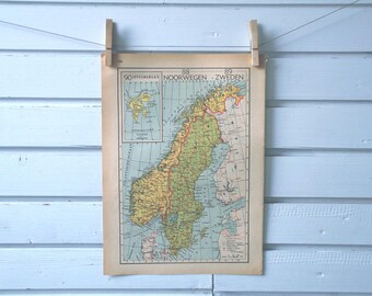 1941 Vintage Scandinavia Map
