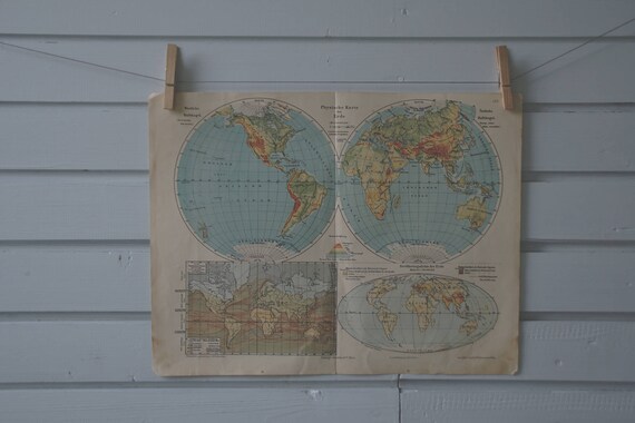 1917 Vintage World Map