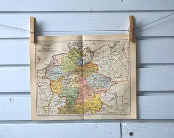 1890 Vintage Map of Germany in Year 1000