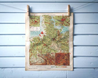 1928 Vintage Northwest Germany Map