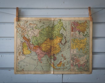 1920s Vintage Map of Asia