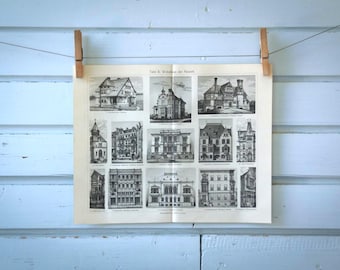 1907 Vintage Early 20th Century Residential Architecture Illustration