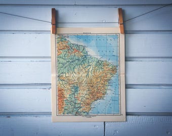 1956 Vintage Map of Brazil
