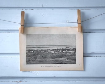 1892 Vintage Oslo Lithograph Illustration