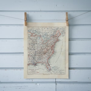 1907 Vintage Karte von Osten der USA
