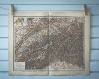 1906 Vintage Map of Switzerland
