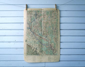 1950 Vintage South Hungary & Central Croatia Map
