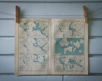 1907 Vintage Geology Formations World Map