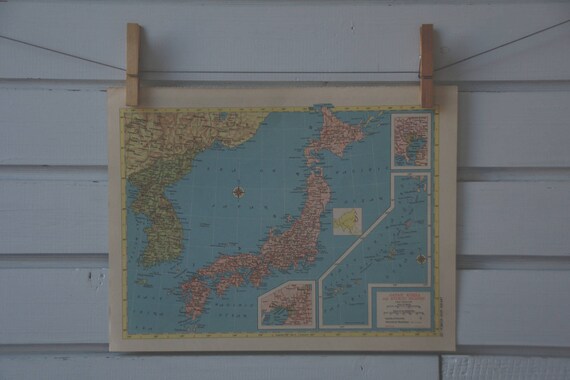 1955 Vintage Map of Japan