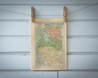 1928 Vintage Baltic States Map
