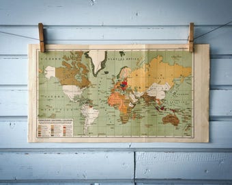 1937 Vintage Colonial World Map