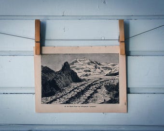 1888 Vintage Monte Rosa Lithograph Illustration