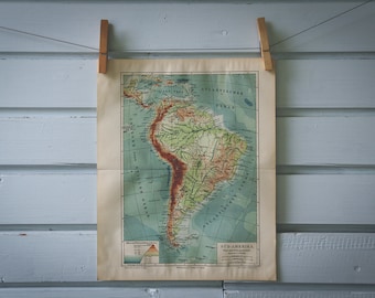 1907 Vintage South America Map