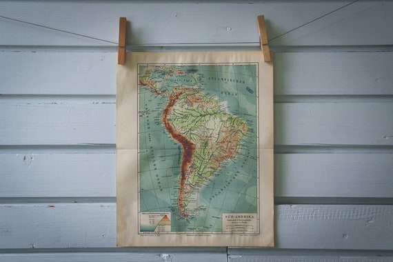 1907 Vintage South America Map