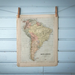 Carte de l'Amérique du Sud vintage 1883