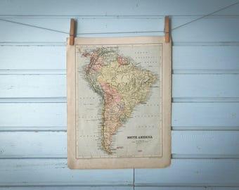1883 Vintage South America Map
