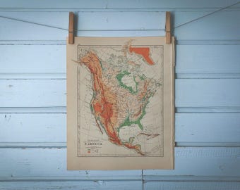 1895 Vintage North America Map