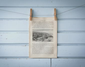 1897 Vintage Chile Coast Lithograph Illustration