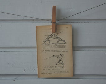 1917 Vintage Fencing Lithograph Illustration