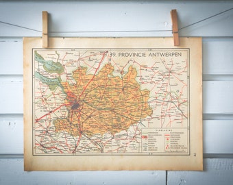 1941 Vintage Map of Belgium Antwerp Province