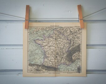 1893 Vintage Map of France