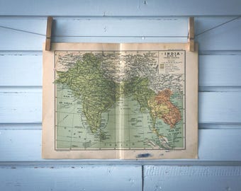 1937 Vintage India & Indochina Map