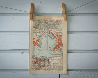 1907 Vintage Map of the European Ports