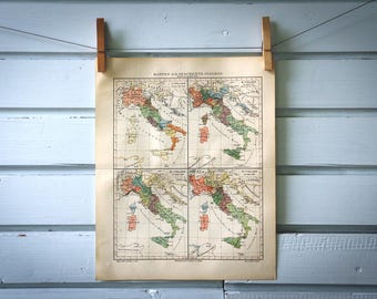 1907 Vintage History of Italy Map