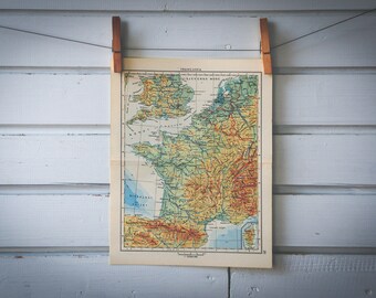 1956 Vintage Map of France