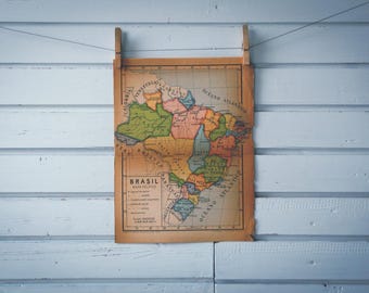 1946 Vintage Map of Brazil