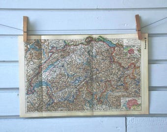1938 Vintage Map of Switzerland