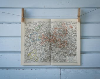 1907 Vintage Central Germany Map