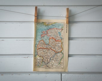 1936 Vintage Baltic States Map