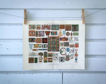 1907 Vintage Middle Ages Ornaments Chromolithograph Illustration
