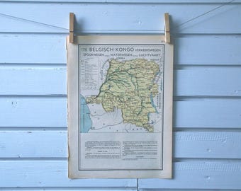 1941 Vintage Congo (DR) Map