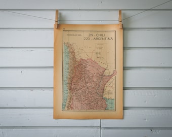 1941 Vintage North Argentina & Chile Map