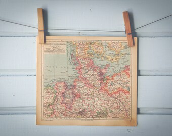 1929 Vintage Northwest Germany Map