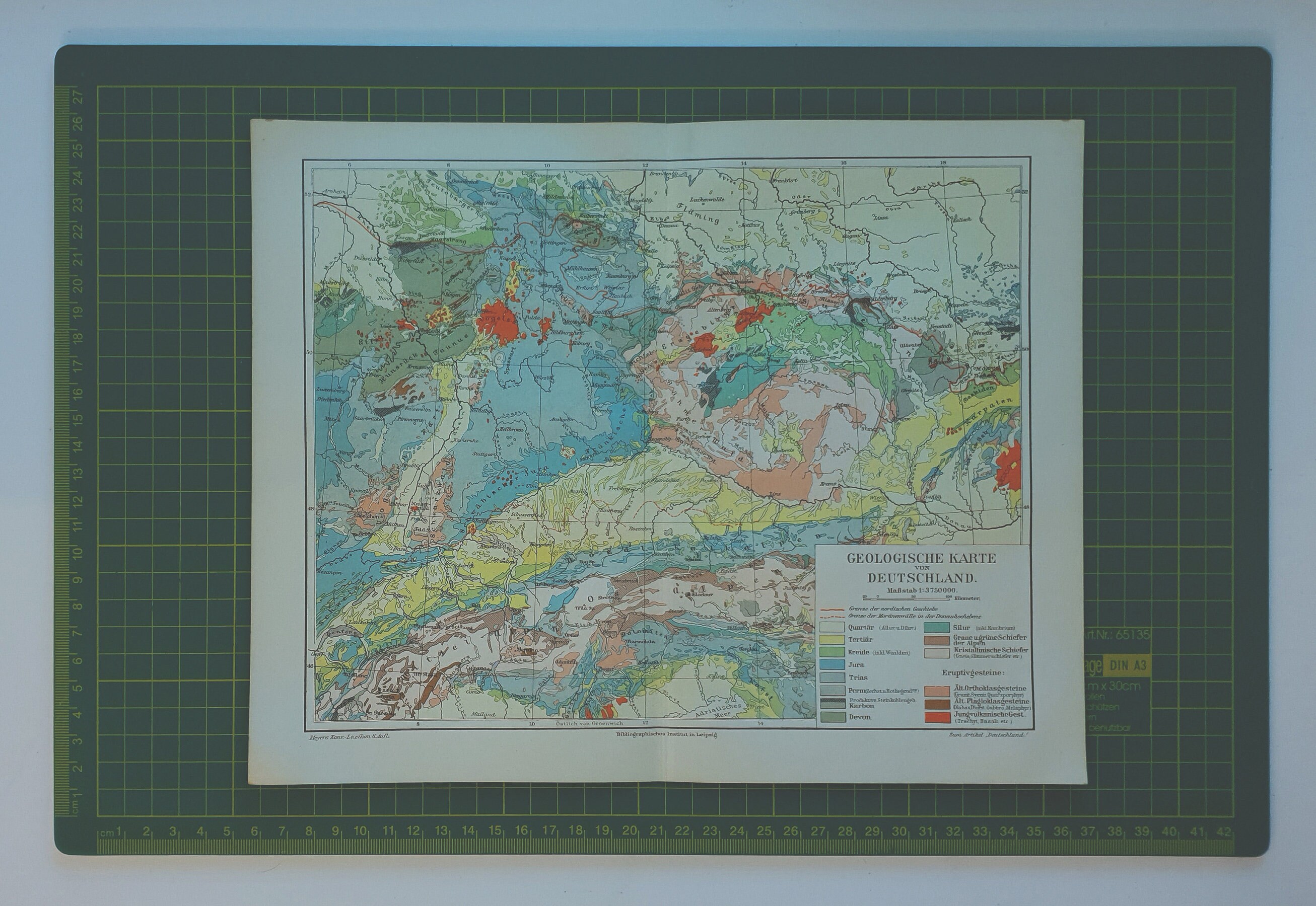 1907 Vintage Geology Map of Germany