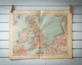 1901 Vintage United Kingdom & Ireland Map