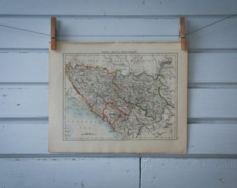 1901 Vintage Bosnia & Serbia Map