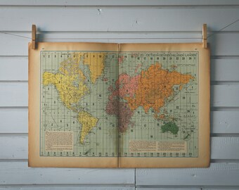 1941 Vintage World Map