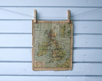 1930s Vintage Map of United Kingdom & Ireland