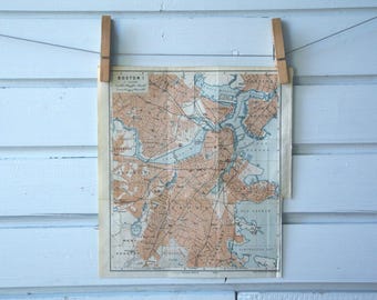 1909 Vintage Map of Boston