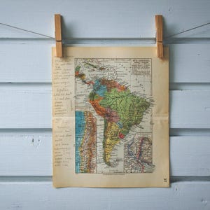 Carte vintage de l'Amérique du Sud de 1936
