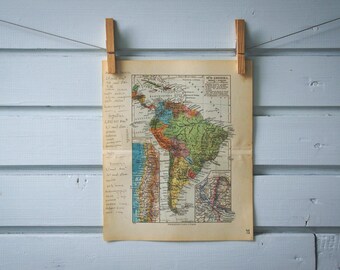 1936 Vintage South America Map