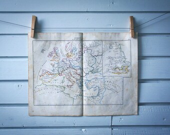 1859 Vintage Map of Europe in the 6th Century