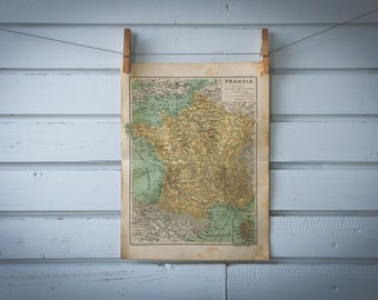 1928 Vintage Map of France