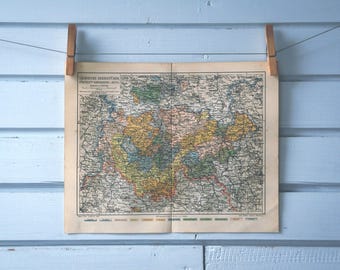 1907 Vintage Map of Saxony