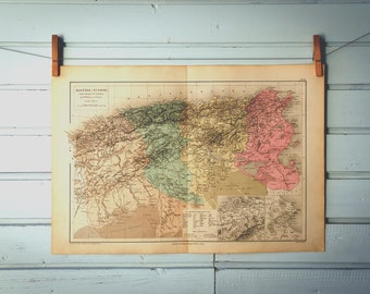 1886 Vintage North Algeria & Tunisia Map