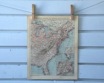1894 Vintage East USA Map